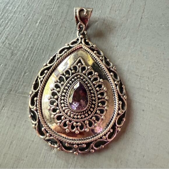 Doug Paulus 925 Sterling Silver Amethyst Pendant for a Necklace - Picture 4 of 6